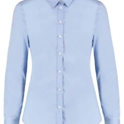 Kustom Kit Tailored Fit Long Sleeve Stretch Oxford Shirt