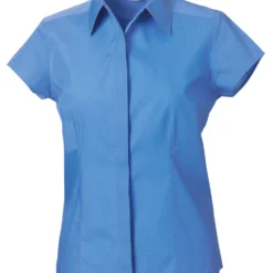 Russell Collection Ladies' Cap Sleeve Fitted Polycotton Poplin Shirt
