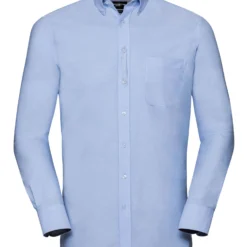 Russell Collection Mens Long Sleeve Tailored Washed Oxford Shirt