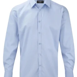 Russell Collection Mens Long Sleeve Tailored Herringbone Shirt