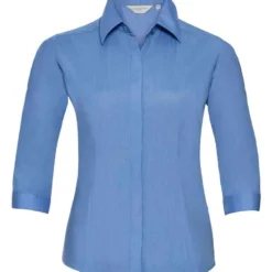 Russell Collection Ladies' 3/4 Sleeve Fitted Polycotton Poplin Shirt