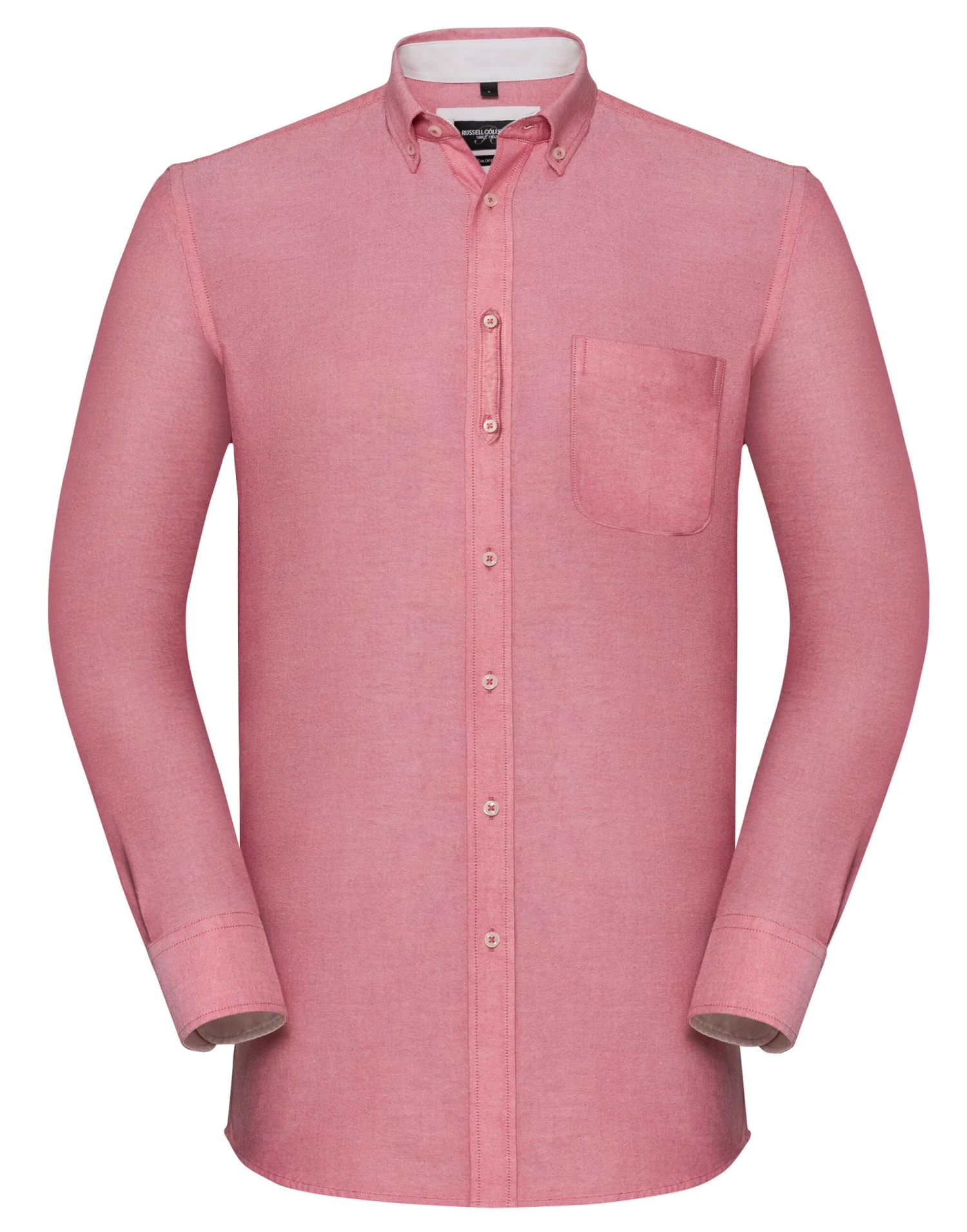 Russell Collection Mens Long Sleeve Tailored Washed Oxford Shirt 4 Russell Collection Mens Long Sleeve Tailored Washed Oxford Shirt - Image 4