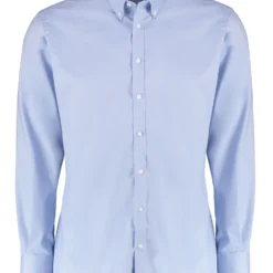 Kustom Kit Slim Fit Long Sleeve Stretch Oxford Shirt