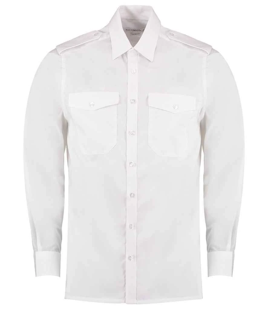 Kustom Kit Tailored Fit Long Sleeved Pilot Shirt 2 Kustom Kit Tailored Fit Long Sleeved Pilot Shirt - Image 2