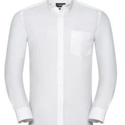 Russell Collection Mens Long Sleeve Tailored Button-Down Oxford Shirt