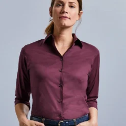 Russell Collection Ladies' 3/4 Sleeve Fitted Stretch Shirt -Sol's Clothing Store 29b48785058c2c3cc49696d796600adf6cfec9438ff459496fcce1725faa48fb