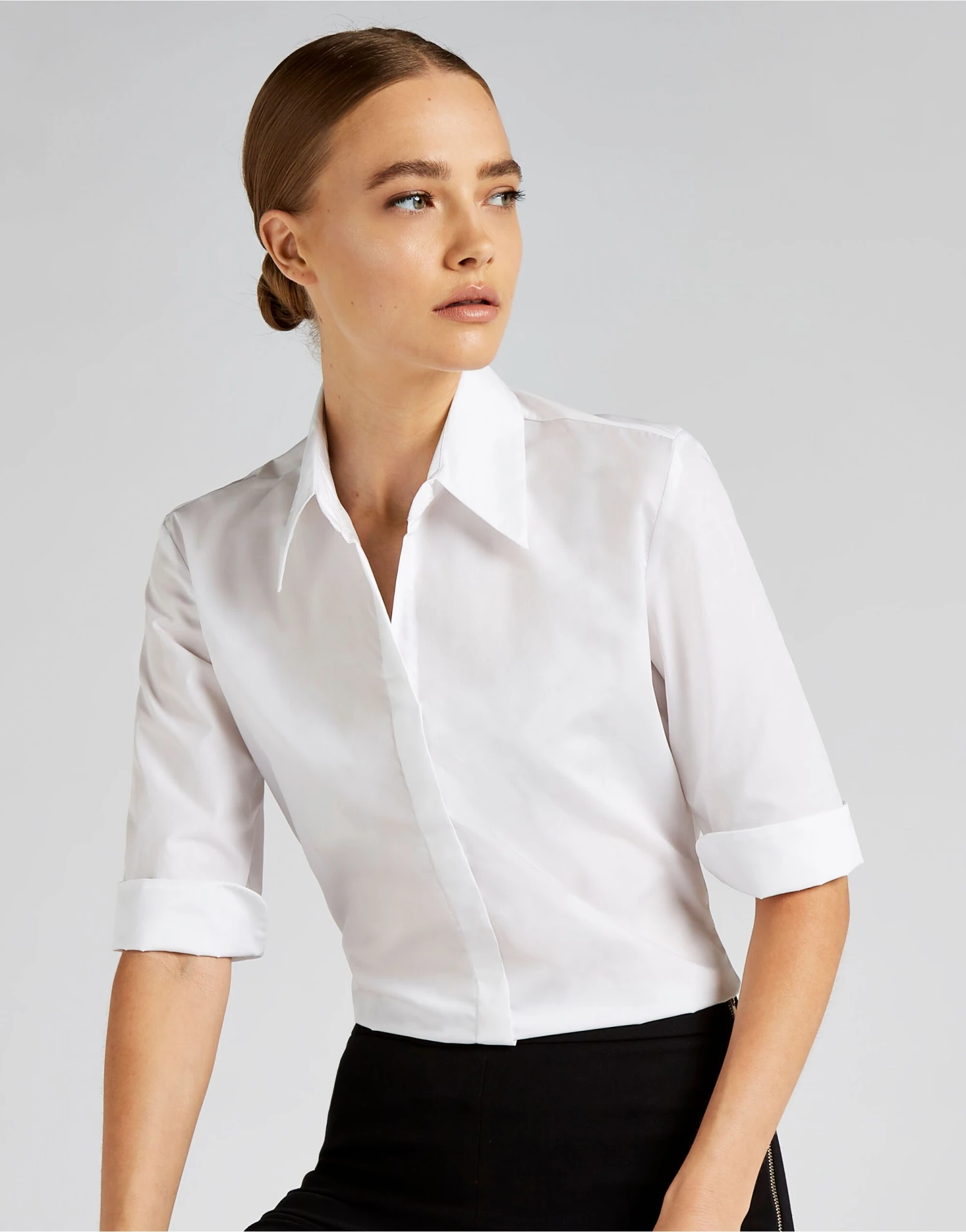 Kustom Kit Tailored Fit 3/4 Sleeve Continental Blouse 3 Kustom Kit Tailored Fit 3/4 Sleeve Continental Blouse - Image 3