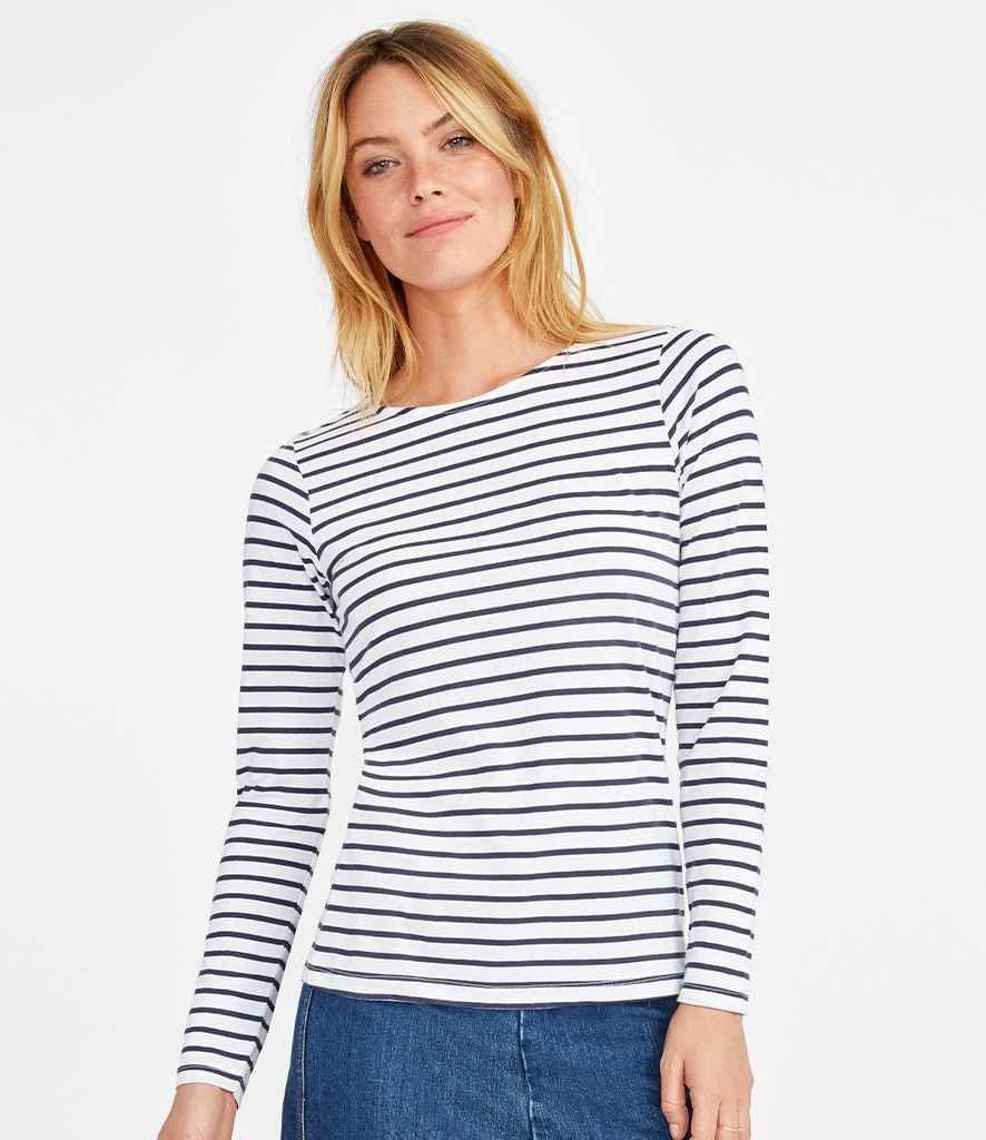SOL'S Sols Ladies Marine Long Sleeve Striped T Shirt 2 SOL'S Sols Ladies Marine Long Sleeve Striped T Shirt - Image 2