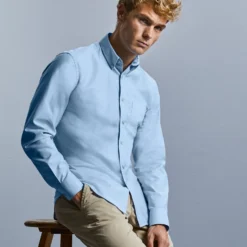 Russell Collection Mens Long Sleeve Tailored Button-Down Oxford Shirt -Sol's Clothing Store 42ee25aed30cb1bc8b7684bfcc240c7d53afd8e461808b4eec4cfd182320c6be