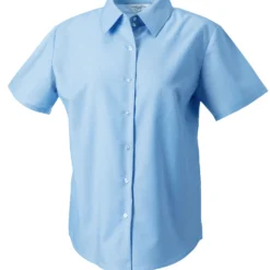 Russell Collection Ladies' Short Sleeve Tailored Oxford Shirt -Sol's Clothing Store 558304125d4dd037be4d1666df10c83bbeb828b128cf3b234399d90990929578