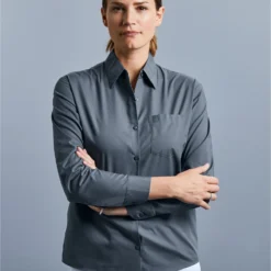 Russell Collection Ladies' Long Sleeve Classic Polycotton Poplin Shirt -Sol's Clothing Store 7d0403e7b2608b65f1d70ff369251f4658163f4b22944429c97947b868c1a6da