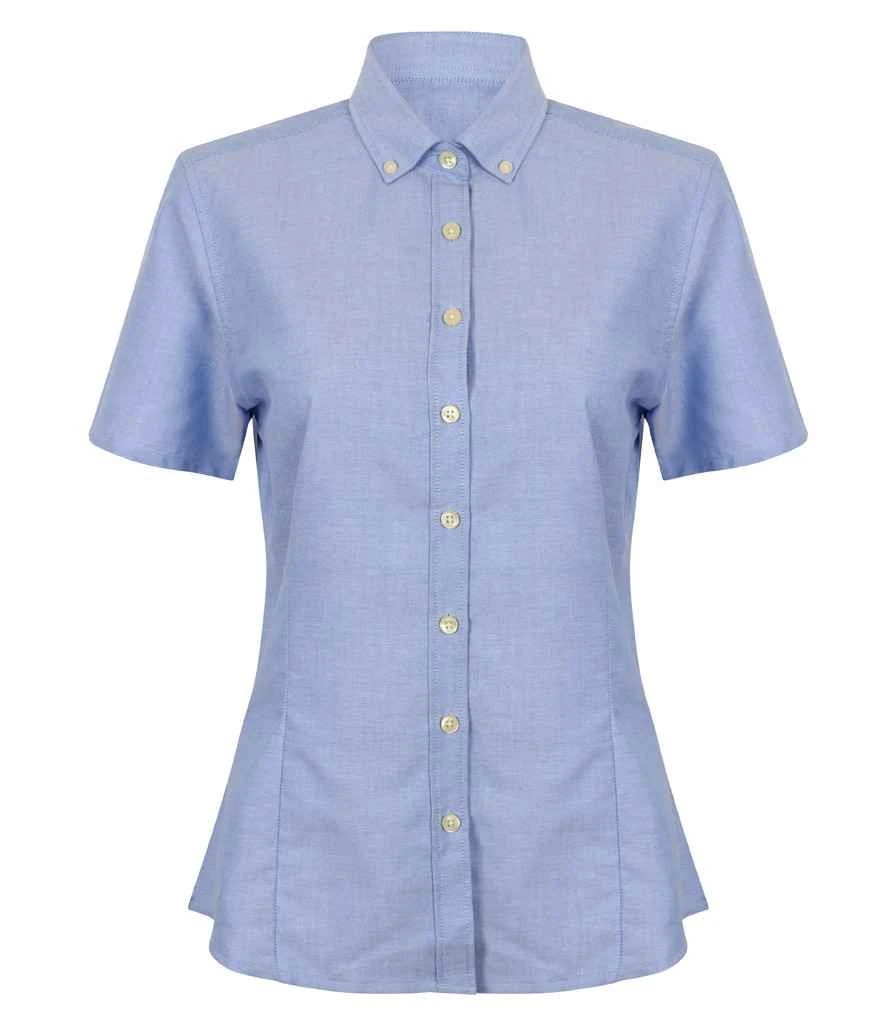 Henbury Ladies Modern Short Sleeve Regular Fit Oxford Shirt 2 Henbury Ladies Modern Short Sleeve Regular Fit Oxford Shirt - Image 2