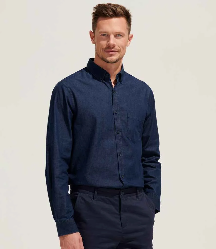 SOL'S Sols Barry Long Sleeve Denim Shirt 2 SOL'S Sols Barry Long Sleeve Denim Shirt - Image 2