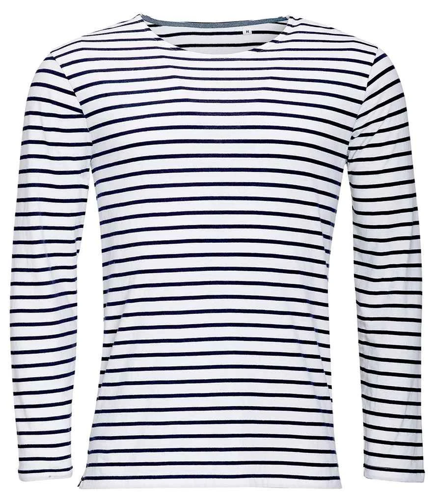 SOL'S Sols Marine Long Sleeve Striped T Shirt 1 SOL'S Sols Marine Long Sleeve Striped T Shirt
