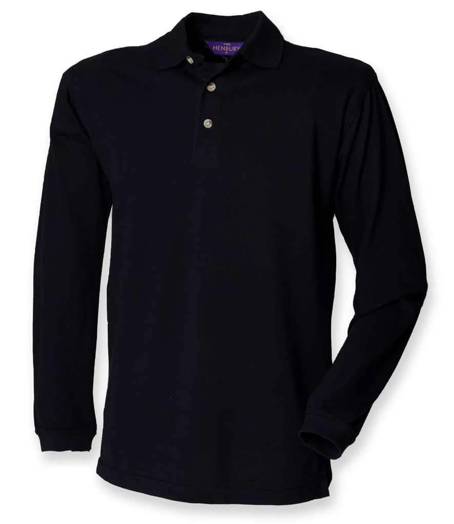 Henbury Long Sleeve Cotton Piqué Polo Shirt 3 Henbury Long Sleeve Cotton Piqué Polo Shirt - Image 3