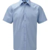 Russell Collection Mens Short Sleeve Tailored Herringbone Shirt