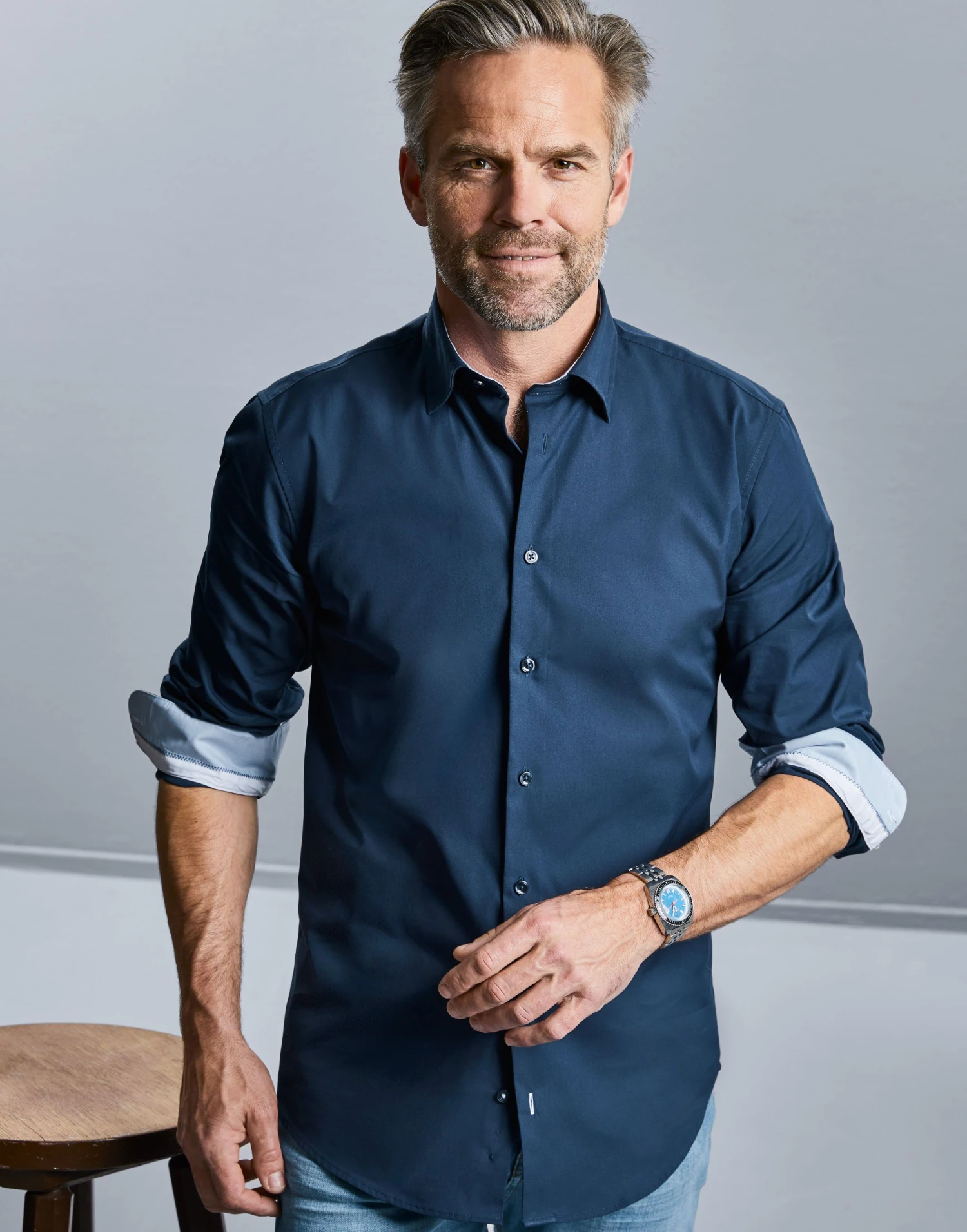 Russell Collection Mens Long Sleeve Tailored Contrast Ultimate Stretch Shirt 4 Russell Collection Mens Long Sleeve Tailored Contrast Ultimate Stretch Shirt - Image 4