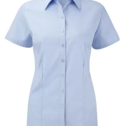 Russell Collection Ladies' Short Sleeve Tailored Herringbone Shirt