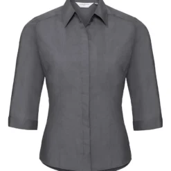 Russell Collection Ladies' 3/4 Sleeve Fitted Polycotton Poplin Shirt -Sol's Clothing Store e0935fdef8f704d6bab910ec47268986c05a4dbbea9e4e7414053d634a18f020