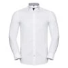 Russell Collection Mens Long Sleeve Tailored Contrast Herringbone Shirt 
